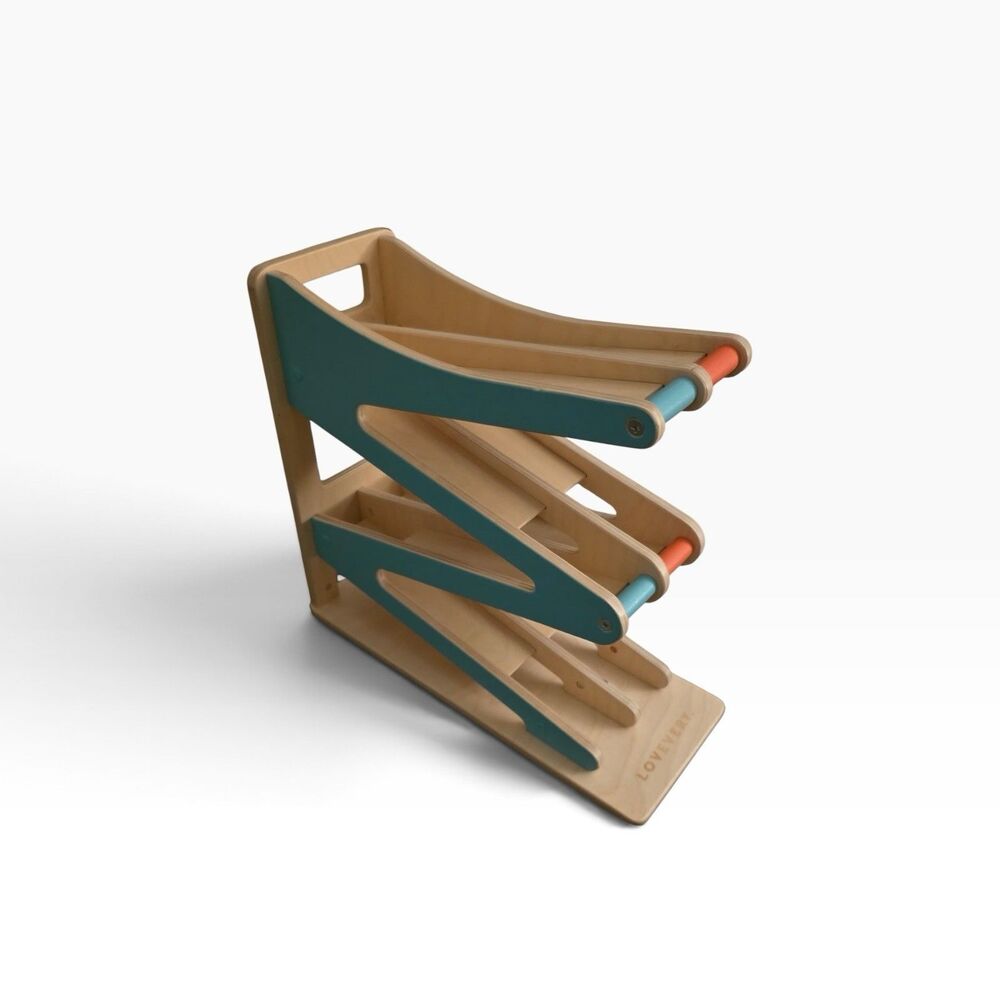 Lovevery Race and Chase Wooden Car Ramp Toy for Toddlers – Montessori (No Cars)